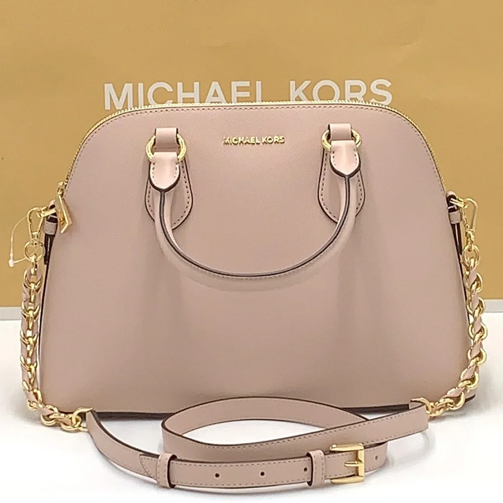 MICHAEL KORS VERONICA MEDIUM DOME Saffiano Leather SATCHEL SOFT PINK COL…